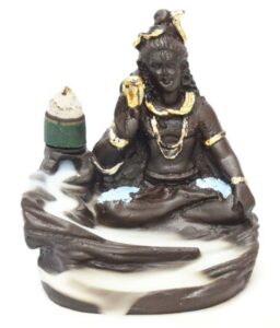 0327 Lord Shiva Smoke Fountain Incense Burner with 10 Backflow Cones (7 cm x 7 cm x 12, Blue)(Ceramic, Conical)