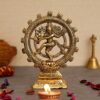 Premium Gold Plated Lord Shiva Dancing Natraj Statue Showpiece Handcrafted Sculpture for Home and Puja Decor| nataraj Statue for Home|(8 Inches, Gold)