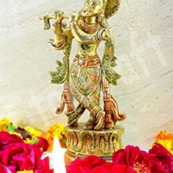 - Brass Krishna Murti Idol Statue Sculpture - Image 2