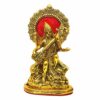 Gold Plated Saraswati Idol Statue for Home and Pooja Decor, Brass
