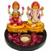 Polyresin Laxmi Ganesha Pair Idol Showpiece Sculpture Statue Lakshmi Ganapati Murti with Pavti for Home D?cor and Gift (Multicolour)