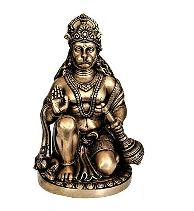 Efinito-Asta Dhatu 8 Metals Brass Bajrang Bali/Shri Hanuman ji Idol (10, Gold, Standard) (10 cm)