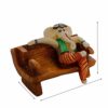 Lord Ganesha in McDonald Style Visiting Card Holder Polyresin and Wood Statue (10 cm x 5 cm x 7.5 cm, Green and Brown)