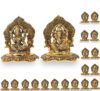 Laxmi Ganesh Set Idol Showpiece Metal Gold Plated Lakshmi Ganesha Idols for Diwali Gifts Puja (Set 25)