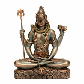 a Sitting with 4 Arms & Triple Mala Showpiece 6 Inch ed Bronze Multi Colour Medium Resin