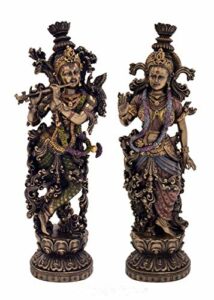 38 Cm Large Radha Krishna Idol Hindu Religious Idol Radha Krishan Statue Figurine Showpiece-Bronze Color(Size 14 x 5 Inches).