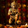 Lord Hanuman Idol in Sitting Position (18 x 11 Cm, Multicolored) Indian God Statues for Mandir Temple Pooja Room Office Corporate Gifts - Decoration Items for Home D?cor