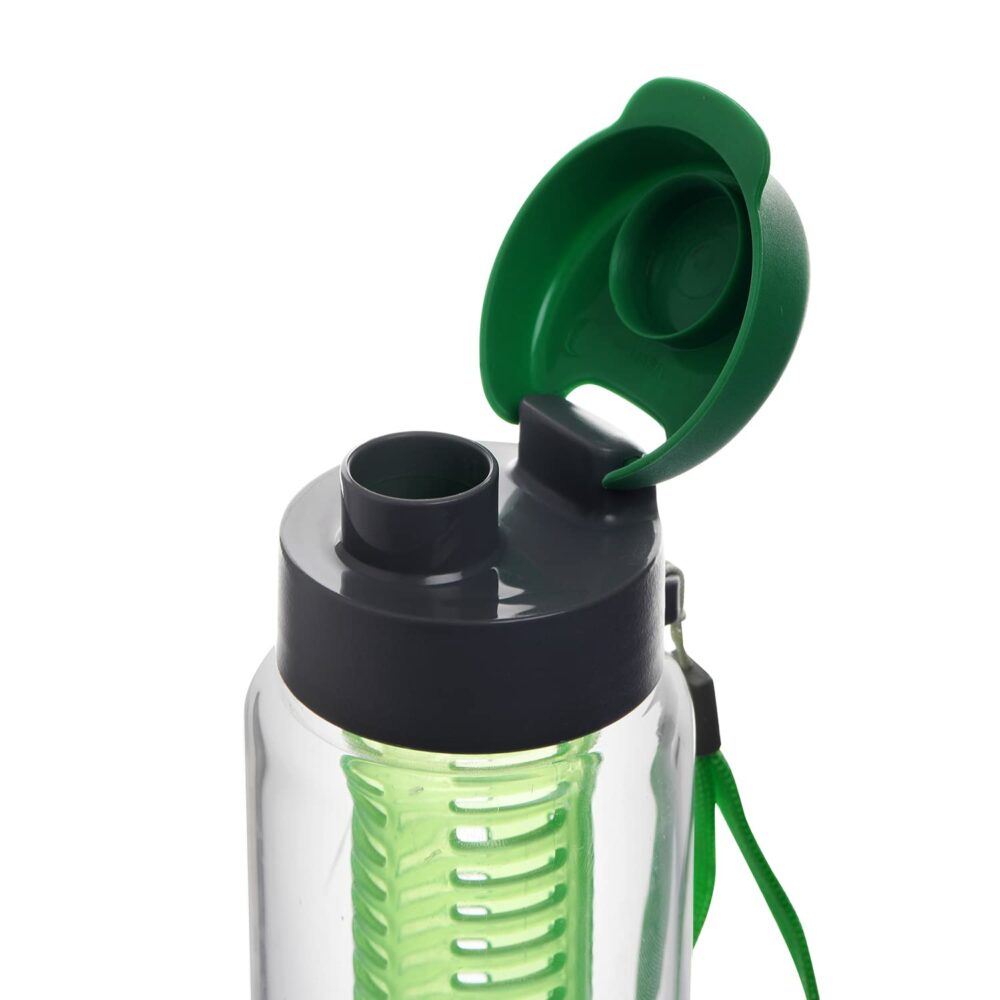 CELLO Detox Fruit & Tea Infuser Glass Water Bottle| Wide Cap Sealed With Flip Top | Leak Proof & Durable | Ideal for Gym, Office, Travel | 750ml, Green - Image 5