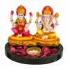 Polyresin Laxmi Ganesha Pair Idol Showpiece Sculpture Statue Lakshmi Ganapati Murti with Pavti for Home D?cor and Gift (Multicolour)