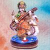 Goddess Maa Saraswati Idol, Saraswati Studydevi Murti Figurine Religious Pooja Gift Items and Murti for Mandir/Temple/Home/Office (Stone Work)(Orange Color)(HXWXL-19CMX12CMX07CM)(Resin)