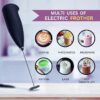 Milk Frother Electric Foam Maker - Portable, Coffee Beater for Kitchen & Travel, Hand Blender Mixer for Milk, Latte, Espresso, Cappuccino, Egg Beater - Classic Multicolor