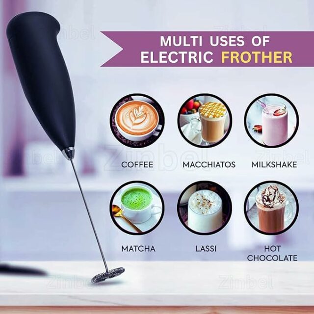 Milk Frother Electric Foam Maker - Portable, Coffee Beater for Kitchen & Travel, Hand Blender Mixer for Milk, Latte, Espresso, Cappuccino, Egg Beater - Classic Multicolor
