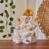 Marble Dust Ganpati Idol, Vinayaka Statue, Ganpati Decorative Statue, Ganpati Idol, Ganesh Idol for Pooja Room, Ganesha Statue - White 7 inch Ganpati Idol