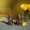 Brass Laxmi Ganesh Idol Pair, Standard, Weight - 700 Grams Antique Brown, 2 Piece