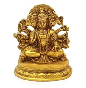EfinitoBrass Shri Panchmukhi Hanuman Ji Idol (4 Inch Height)
