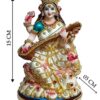Saraswati Ji Murti | Goddess Saraswati Idol | Maa Sharda Murti | Maa Saraswati with decoration Decorative Showpiece & Idol (Pearl Colour). (H x W x D: 15cm X 10 cm X 5 cm),Resin