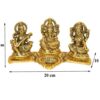 Smizzy God Idols for Pooja| Metal Antique Ganesh laxmi Saraswati Idol Murti for Home Decor| Decorative Platter with Diya, Ganpati for Diwali Decoration Festival, Golden
