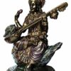 Cold Cast Saraswati Murti, Idol for Home, Statue Showpiece Gift (L x B x H : 19 x 12 x 20) cm, Multicolour,1 Piece