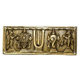 Pure Brass shanku Chakra Hanging with Garuda and Hanuman Wallplate 8 X 3 inches, 600gm Weight
