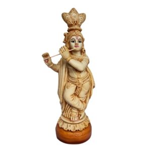 1.5 Feet Krishna showpiece Idol Decorative Statue Figurine for Home Decor Craft Gifts for House Warming for Living Room, Beige, 40 X 16 X 11 cm, Resin