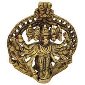 Metal Brass Panchmukhi Hanuman Idol Statue Murti for South Facing Main Door Entrance Vastu Remedies Home & Temple Decor (Size 4 Inches, Sw)