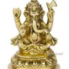 Brass Lord Ganesh Idol, 4'' X 2.4'' X 2.2'', Golden (Model Number: GBS189)