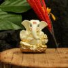 Ganesh Idol Murti for Car Dashboard Gift Gold Plated Ceramic Lord Ganesha Idols Showpiece for Home Pooja Room Mandir Puja Decor
