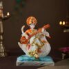 Marble Dust Goddess Maa Saraswati Idol Statue Hindu Goddess MATA Saraswati ji Murti for Pooja Meditation Office Home Study Table Decorative Figurines Religious Idols, White