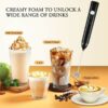 Rechargeable Handheld Milk Frother - 3-Speed Electric Foam Maker for Coffee with 2 Whisks and Coffee Decoration Tool, Coffee Frother Mixer, Stand-up Design, for Cream, Latte, Cappuccino