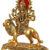 Metal Maa Durga Idol Sherawali Ambe Rani Showpiece, Height 20 cm, Golden, 1 Piece