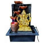 Ganesha Water Fountain Showpiece Idol for Home Living Room Temple Decor with LED Lights, 15 inches