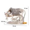 Metal Kamdhenu Cow & Calf with Bal Gopal Krishna Statue for Good Luck (Silver, 19 x 13.5 x 17 cm)