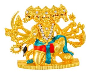 Panchmukhi Hanuman Idol 5 Faced Bajrang Bali Murti (B-181) Color Metal Statue for Home D?cor Car Dashboard Mandir Pooja Murti Temple Puja Office Table Showpiece