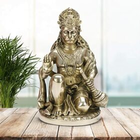 Brass Hanuman Murti in Blessing Posture with GSitting Statue | Idol Height 9'' Inches