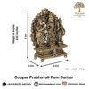 Pure Copper Handmade Lord Ram Darbar Murti | Rama Sita Lakshman Hanuman Statue | Ram Parivar Murti for Home Temple Blessing, Happiness, Health, Wealth | Small Size 2.65 Inch