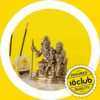 100% Pure Brass Lord Shiva Parivar Idol Set - Shiva, Parvati, Ganesha, Kartikeya Statue for Desk and Home Mandir - Yellow Antique Finish