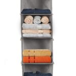 Industries 4 shelf Closet Organizer for Wardrobe|Non-woven Collapsible Wardrobe|Hanging Shelf for clothes|4 shelves Cloth Organizer|Pack of 2 (Grey)