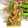 Brass Saraswati Idol, Standard Size, Gold, 1 Piece