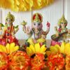 Hinduism Lakshmi Ganesha Saraswati Statue?3.5Inch? - Hindu Laxmi Lord Ganesh Idol Figurine Home Temple Mandir Pooja Item Indian Puja Decoration Diwali Home Decoration Items Gift