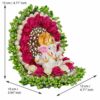 Polyresin Lord Ganesha Idol on Handcrafted Green Floral Plate, God Idol for Car Dashboard, Home, Office Decor
