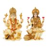 Efinito,7",Goddess Lakshmi Ganesha Statue Marble Lakshmi Ganesha Statues Pair of Lakshmi Ganesh Idol Sculpture Lord Ganesha Laxmi murti for Diwali Pooja, Multicolor