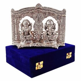 Laxmi Ganesh Idol (26 cm X 5 cm X 19 cm, Silver Plated), Diwali Gift, Corporate Gifting and Any Auspicious Occasion Laxmi Ganesh Idol for Gift (Silver GL)