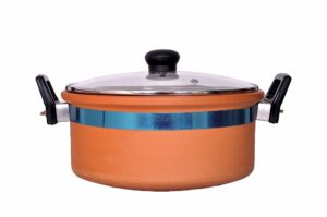 VAGHBHATT Clay Kadai with Transparent Lid/Earthen Kadai/Clay pots for Cooking/Biryani Pot for Cooking with Lid Unglazed for heathy Cooking (Extra Large Size)