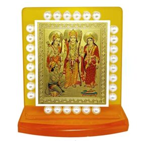 Ram Darbar Seeta Ram White Pearl (Moti) Acrylic Temple Decorated by Stone | Dashboard Item Home Decor Decorative Showpiece