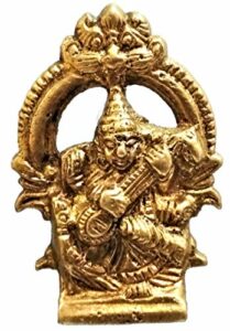 Brass Idol Saraswathi: Hindu Goddess of Knowledge, Music & Art (11572)