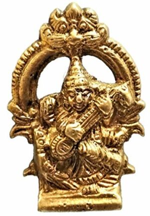 Brass Idol Saraswathi: Hindu Goddess of Knowledge, Music & Art (11572)