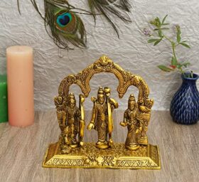 Rajasthani Handicraft Metal Ram Darbar Murti - Lord Ram laxman sita Statue - Showpiece for Diwali - Unique Gifts (20 cm x 10 cm x 20 cm, Gold)