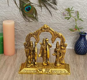 Rajasthani Handicraft Metal Ram Darbar Murti - Lord Ram laxman sita Statue - Showpiece for Diwali - Unique Gifts (20 cm x 10 cm x 20 cm, Gold)