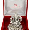 Silver Plated Pagdi Ganesh God Idol Statue Oxidized Finish with Beautiful Velvet Box Packing and with Carry Bag (10H x 8W x 8L Centimeters)