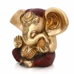 Brass Ganesha Idol Sitting Statue Long Ear Showpiece Figurine for Home Temple Decoration